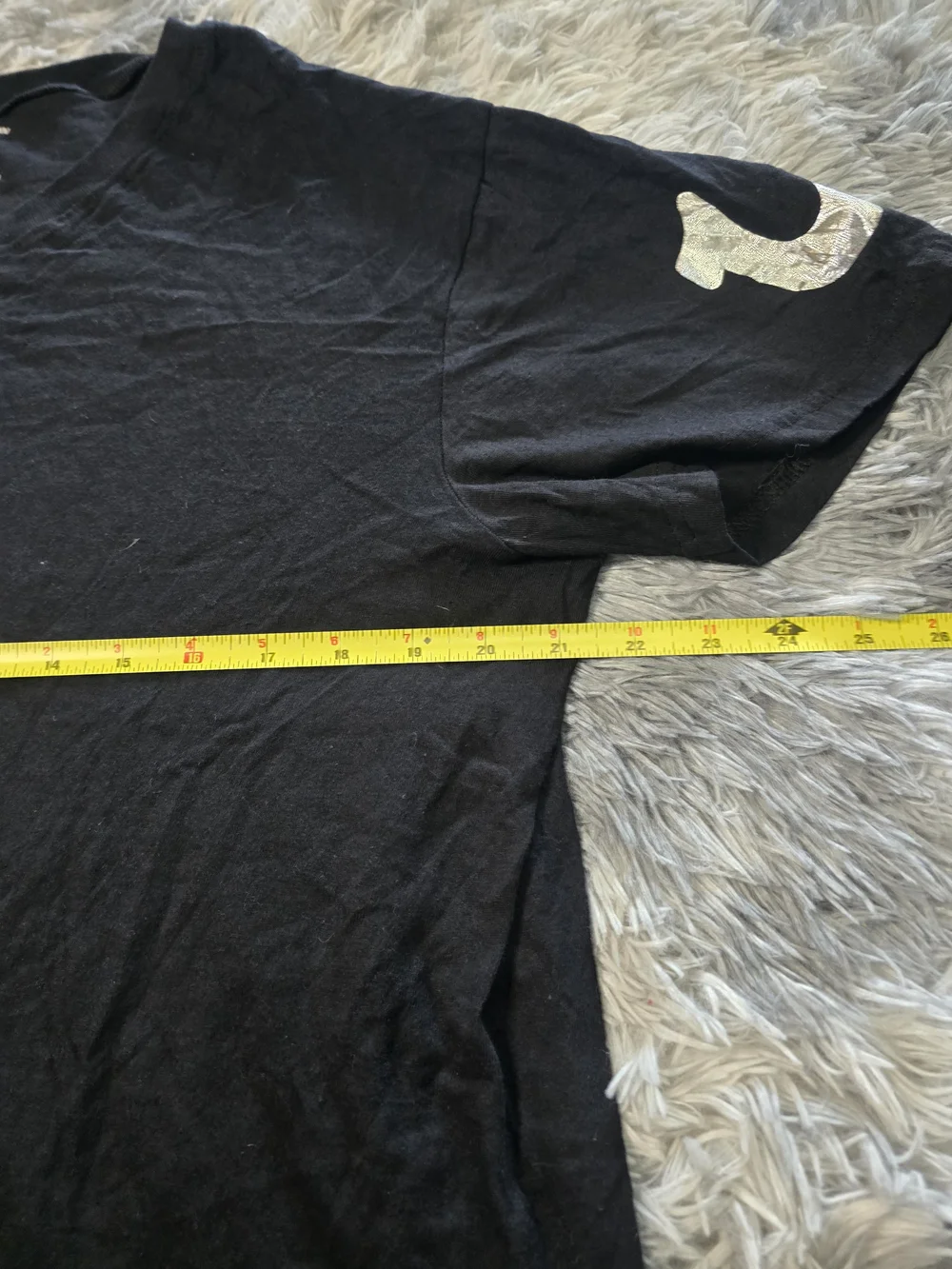 True Religion Men's Black V-Neck Tee with Silver Logo Accents Size Large